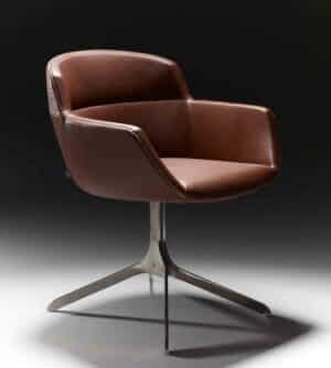 Mood active / Fauteuil Pied 4 branches en cuir marron
