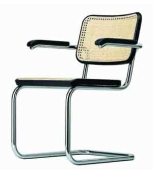 S 64 V / Chaise design cannée avec accoudoirs Marcel Breuer