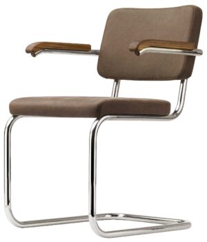 S 64 PV Pure matérials / Chaise design avec accoudoirs Marcel Breuer cuir nubuk marron