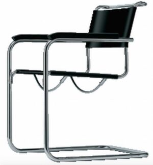 S 34 Pure Materials / Chaise design avec accoudoirs Thonet cuir sellier Noir