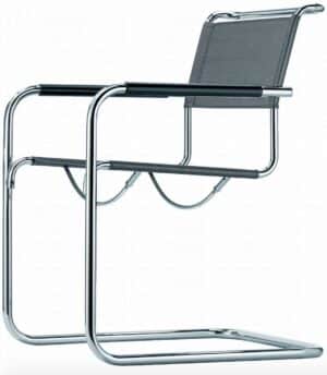 S 34 N / Chaise design avec accoudoirs filet synthétique argenté
