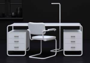 S285/5 / Bureau Marcel Breuer L178 cm 2 caissons structure laquée Blanc