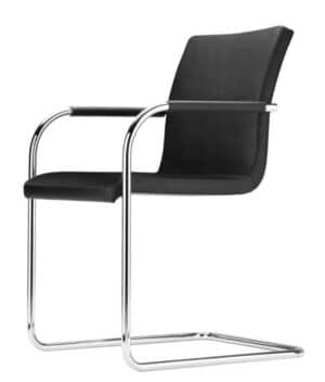 S 55 PVF / Chaise de réunion Thonet cuir noir