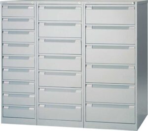 Bisley / Armoire multifonctions 7 tiroirs H132 x L52 cm Gris