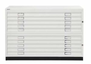 Armoire à plans format A0 / 10 tiroirs avec top et socle Blanc