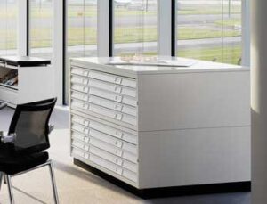 Armoire à plans format A0 / 10 tiroirs avec top et socle Blanc