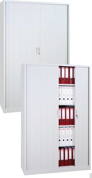 Mira / Armoire à rideau haute H195 x L120 cm Gris clair