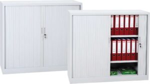 Mira / Armoire à rideau basse H105 x L120 cm Gris clair