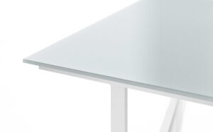 Be.1 / Bureau individuel 160 cm avec retour en verre Blanc