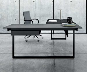 Be.1 / Bureau individuel 200 cm avec retour en verre Noir