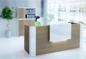 Tera / Banque d'accueil droite L244 cm noyer et blanc