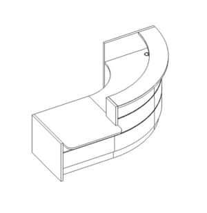 Valde / Banque d'accueil courbe avec PMR L264 cm chêne canadien