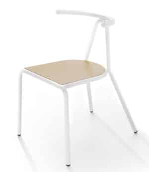 Toro / Chaise design Blanche assise frêne