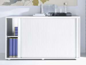 Mdd standard / Armoire basse à rideaux L120 x H74 cm Blanc