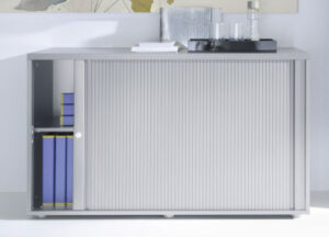 Mdd standard / Armoire moyenne à rideaux L160 x H113 cm Aluminium
