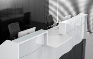 Wave / Banque d'accueil PMR central L394 cm Blanc