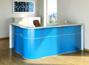 Wave / Banque d'accueil en angle L234 x P159 cm Bleu