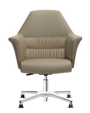 Of Course / Fauteuil de réunion pivotant en cuir Beige