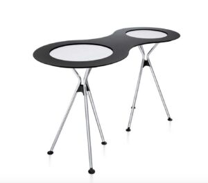 Meet table over easy / Tables hautes pliantes double + plateau de liaison