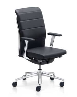 Crossline prime / Fauteuil de direction Dossier moyen cuir Noir