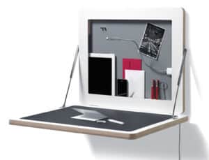 Flatframe / Bureau mural extraplat avec cadre photo H53 x L70 cm Blanc