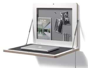 Flatframe / Bureau mural extraplat avec cadre photo H53 x L70 cm Blanc