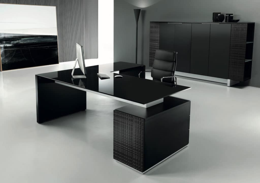 Modi Ultom / Bureau de direction en verre avec retour Ultom (ref. 14650i)