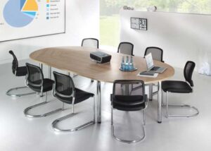 Officeteam / Table de réunion ovale L320 x P160 cm Noyer