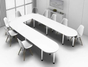 Officeteam / Table de réunion en U L380 x P240 cm Blanc