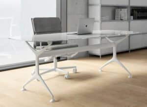 Frametable 190 / Bureau de direction L190 cm Verre transparent