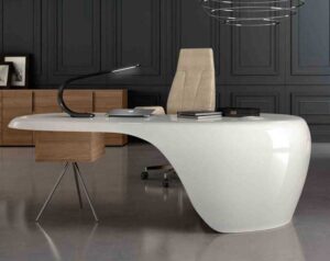 UNO / Bureau de direction design laqué Blanc caisson Blanc