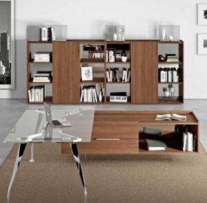 SEGNO / Bureau design L180 cm Verre transparent