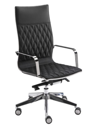 Kruna Plus Rhomboïdal / Fauteuil de direction en cuir Noir
