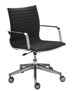 Kruna Plus Linéaire / Fauteuil de réunion en cuir dossier moyen Noir
