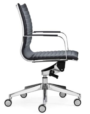 Kruna Plus Linéaire / Fauteuil de réunion en cuir dossier moyen Noir