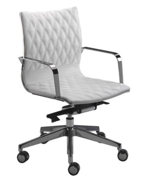 Kruna Plus Rhomboïdal / Fauteuil de réunion en cuir dossier moyen Blanc
