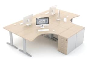 Ergonomic Master / Bureau compact retour gauche L160 x P120 cm Bouleau clair