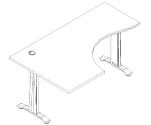 Ergonomic Master / Bureau compact retour gauche L160 x P100 cm Bouleau clair
