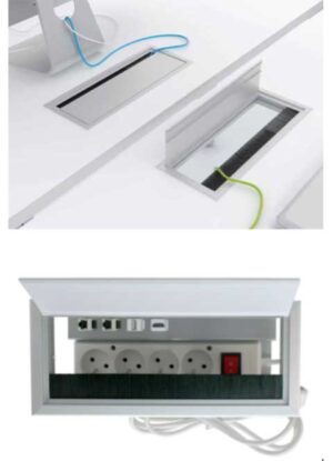 Mediabox M04H / Passage de câbles connecté 4 x 230V +1 x USB + 2 x RJ45 + 1HDMI
