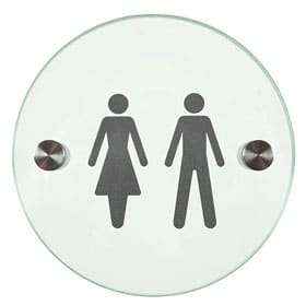 Orbis / Signalétique Hommes-Femmes Diam 12 cm en verre