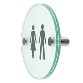 Orbis / Signalétique Hommes-Femmes Diam 12 cm en verre