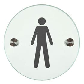 Orbis / Signalétique Hommes Diam 12 cm en verre