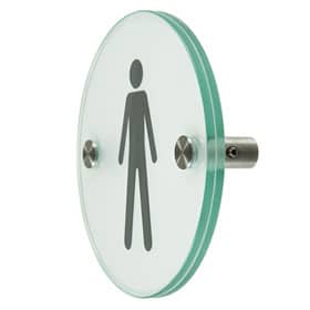 Orbis / Signalétique Hommes Diam 12 cm en verre