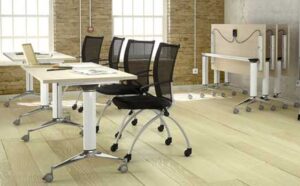 Seatle / Table rabattable sur roulettes semi-circulaire L180 x P90 cm