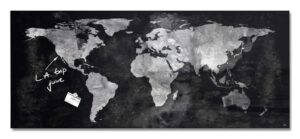 Vision / Tableau en verre magnétique 130 x 55 cm Carte mondiale