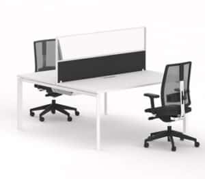 Bureaubench / Bureau double L160 cm séparation vitrée et tissu