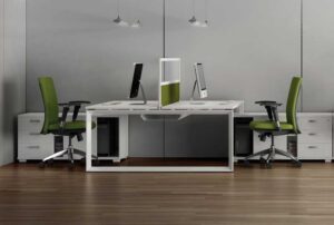Bureaubench / Bureau double L160 cm avec crédence et séparation