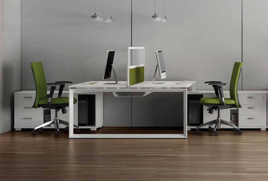 Bureaubench / Bureau double L160 cm avec crédence et séparation