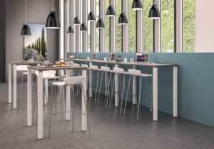 Lounge / Table haute carrée L80 x L80 cm Blanc perle