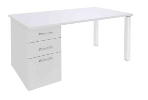 Exprim / Bureau droit 160 cm avec caisson porteur Blanc perle